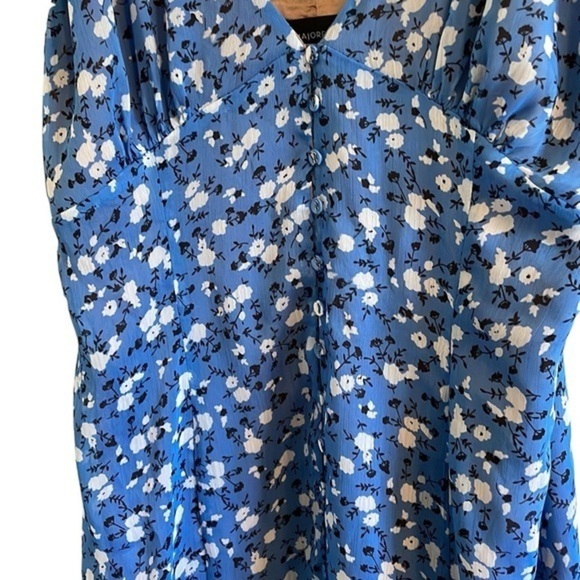 Majorelle Revolve Quincy Midi Dress Women’s Size XL Ruffle Floral‎ Blue Ditsy - Picture 6 of 11